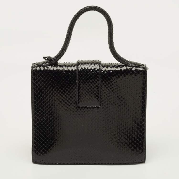 Pre Owned Alaia Leonie Black Python Top Handle Bag