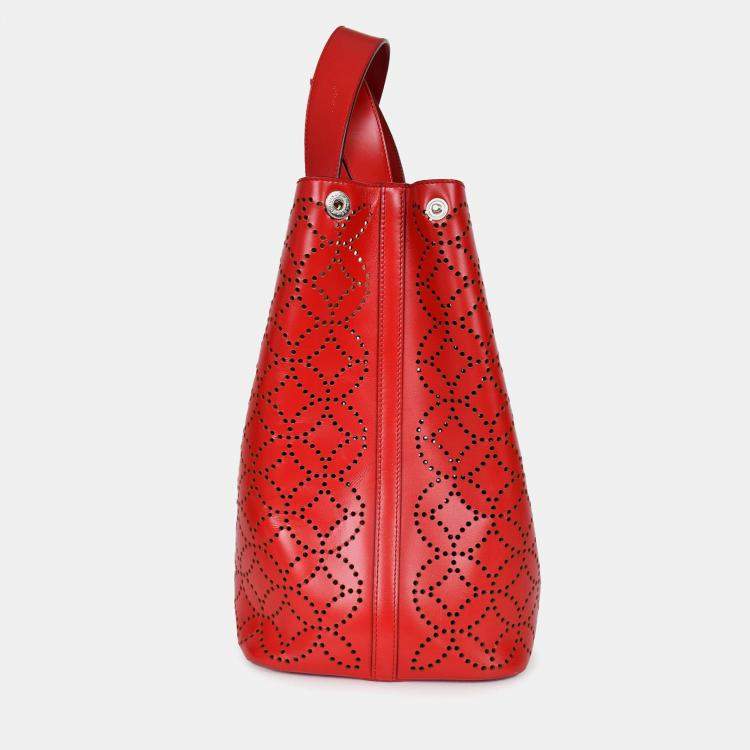 مملوكة مسبقًا Alaia Paris Red Perforated Leather Top Handle Tote