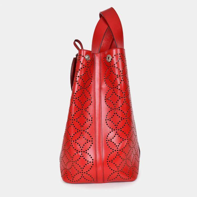 مملوكة مسبقًا Alaia Paris Red Perforated Leather Top Handle Tote
