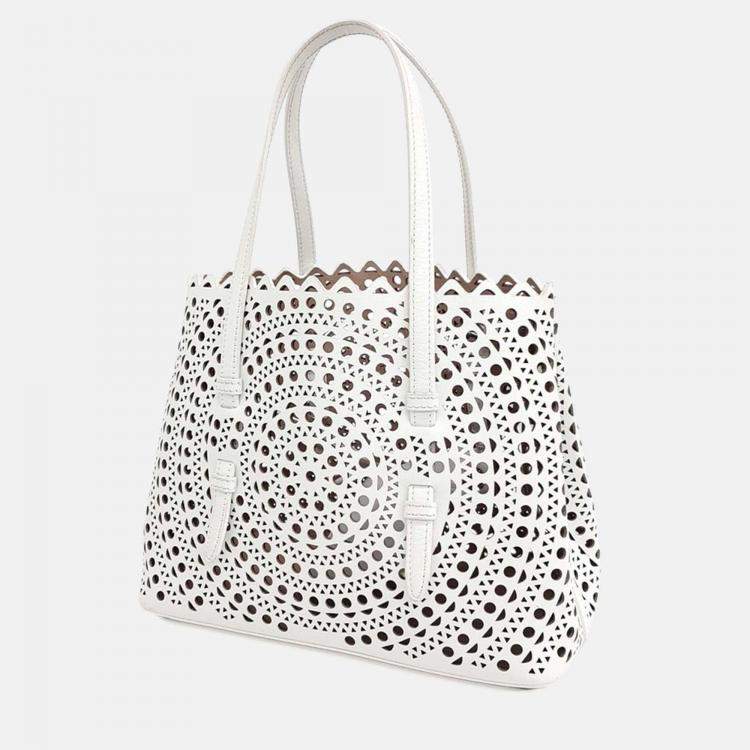 Pre Owned Alaia White Leather Laser Cut Mina Bag