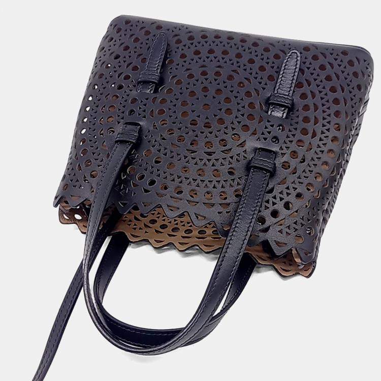 مملوكة مسبقًا Alaia Black Leather Laser Cut Mina Bag 20