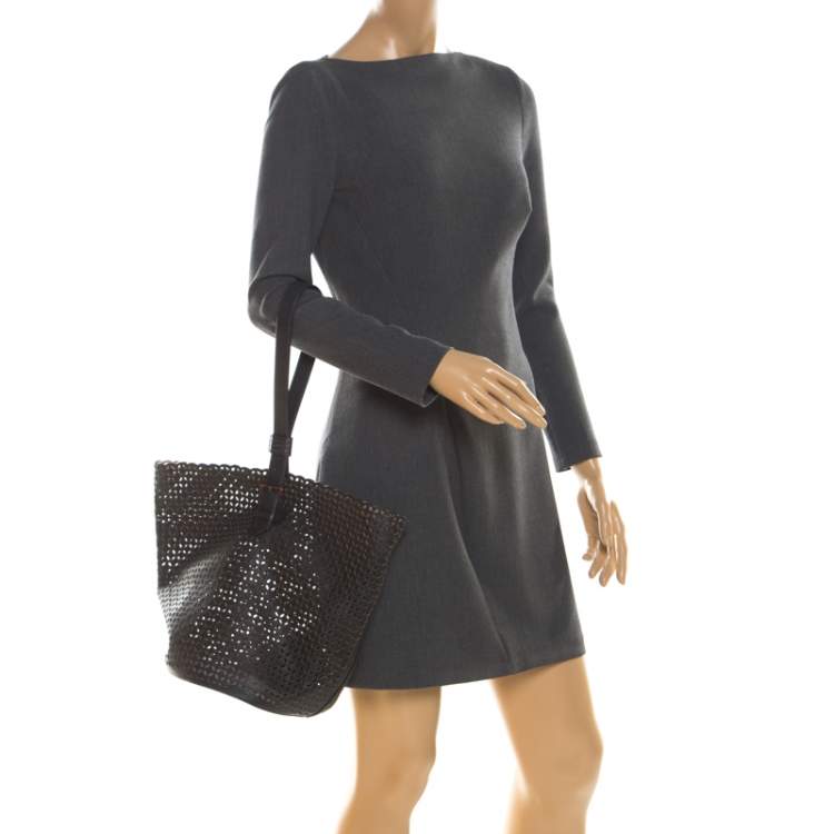 Pre Owned  Alaia Black Leather Rose Marie Bucket Bag