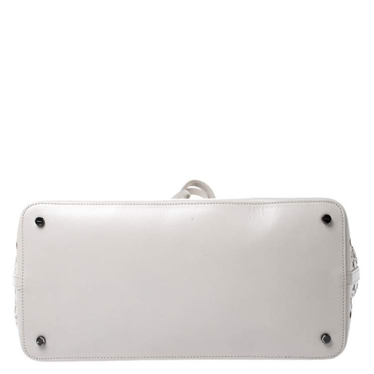 Pre Owned Alaia Grey Laser Cut Leather Mina Vienne Tote