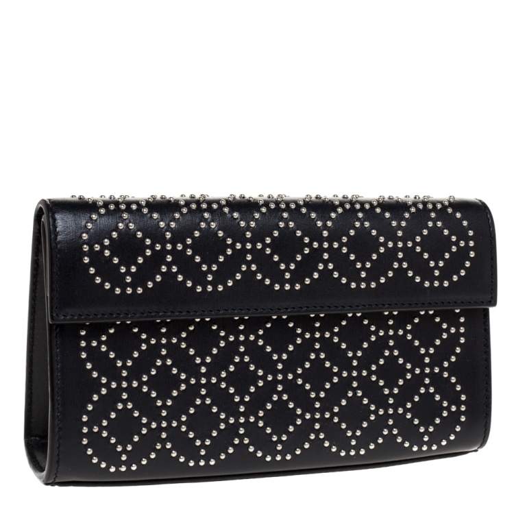 Pre Owned Alaia Black Leather Studded Clutch