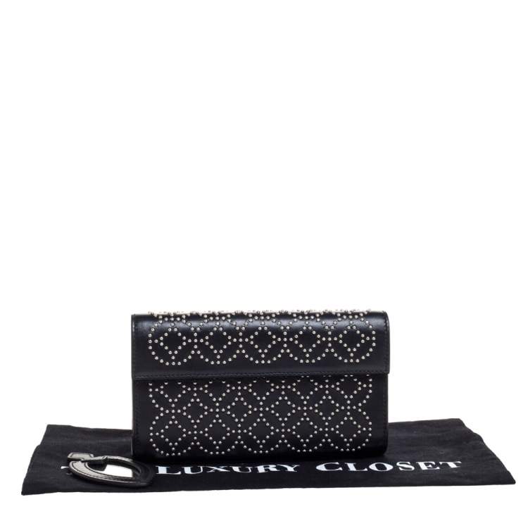 Pre Owned Alaia Black Leather Studded Clutch