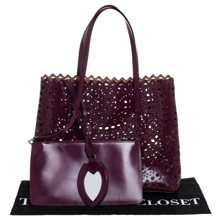 Pre Owned Alaia Plum Leather Mina 32 Tote