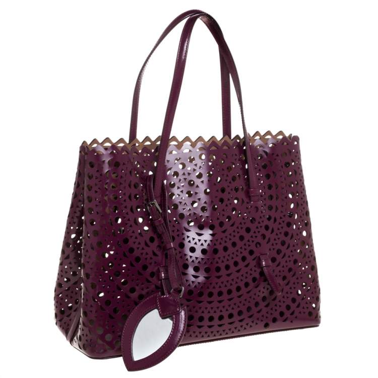 Pre Owned Alaia Plum Leather Mina 32 Tote