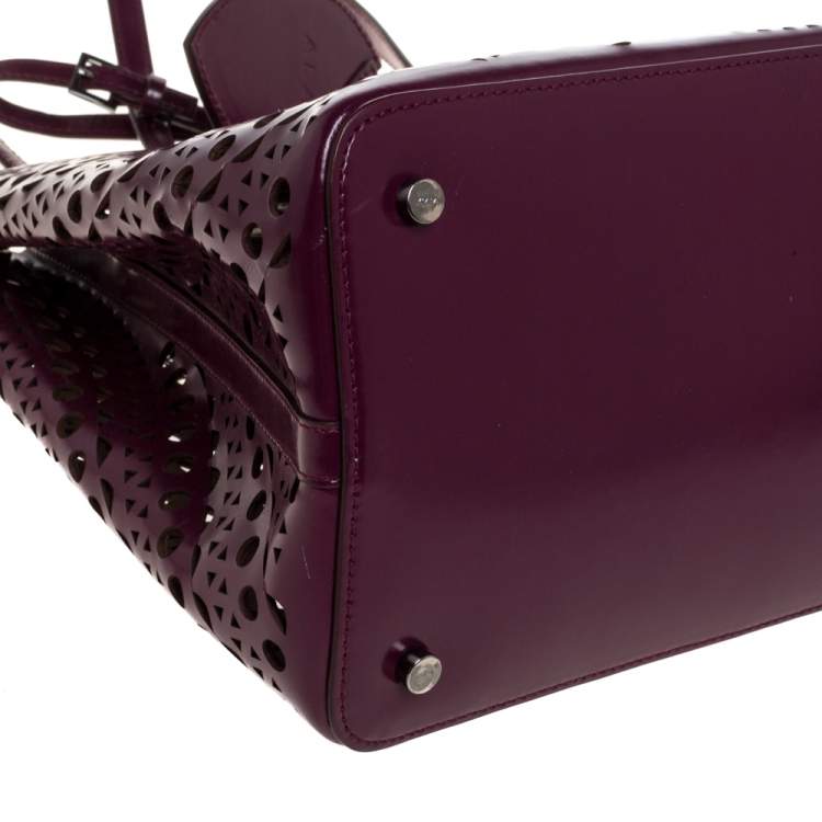 Pre Owned Alaia Plum Leather Mina 32 Tote