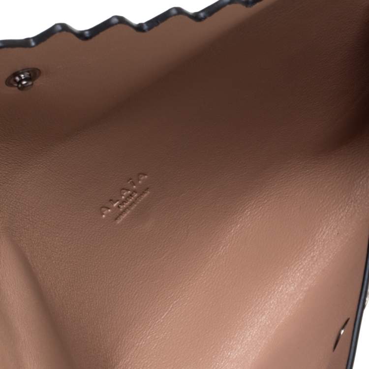 Pre Owned Alaia Black Lasercut Leather Envelope Clutch