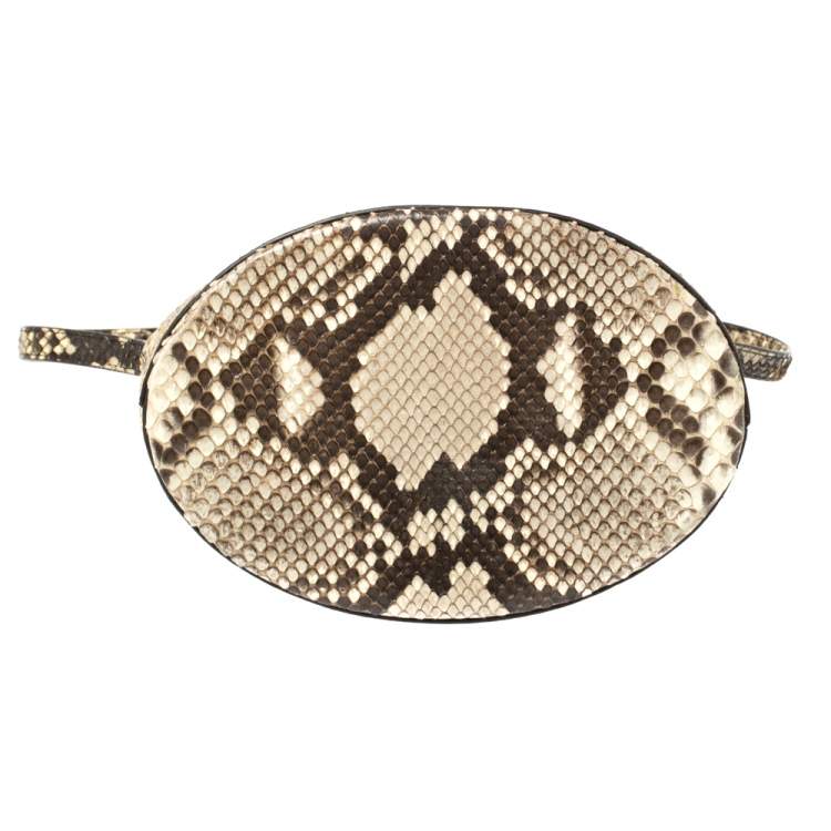 Pre Owned Alaia Beige/Black Python Drawstring Bucket Bag