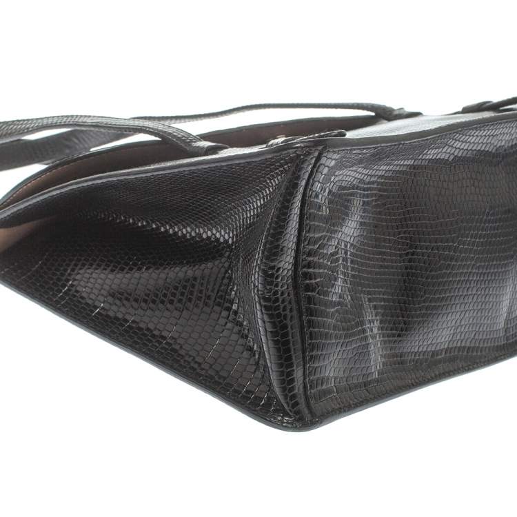 Pre Owned Alaia Black Lizard Flap Tote