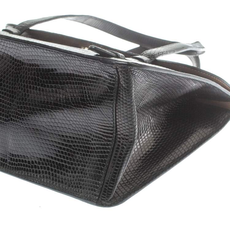 Pre Owned Alaia Black Lizard Flap Tote