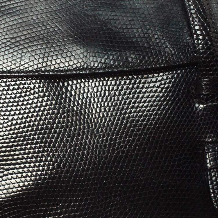 Pre Owned Alaia Black Lizard Flap Tote