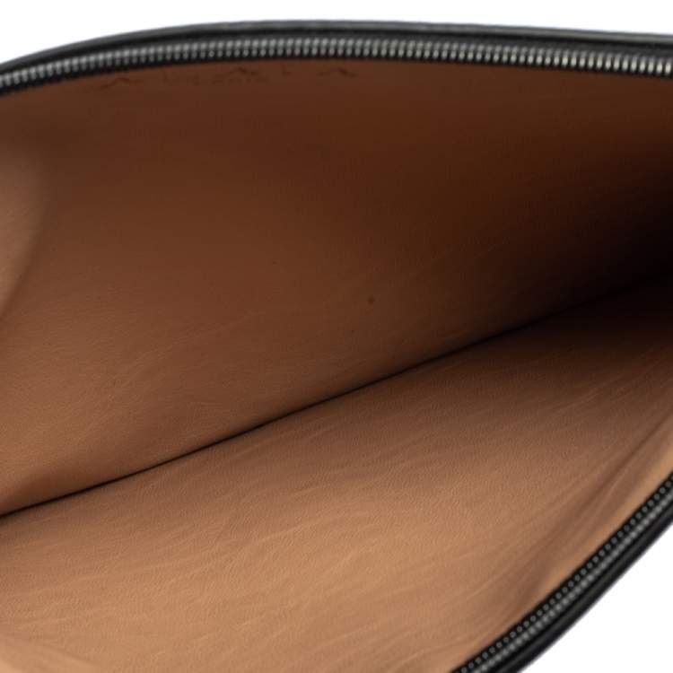 Pre Owned Alaia Black Leather Zip Slim Pouch 
