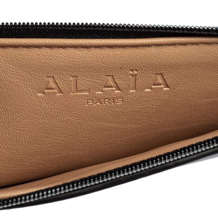 Pre Owned Alaia Black Leather Zip Slim Pouch 