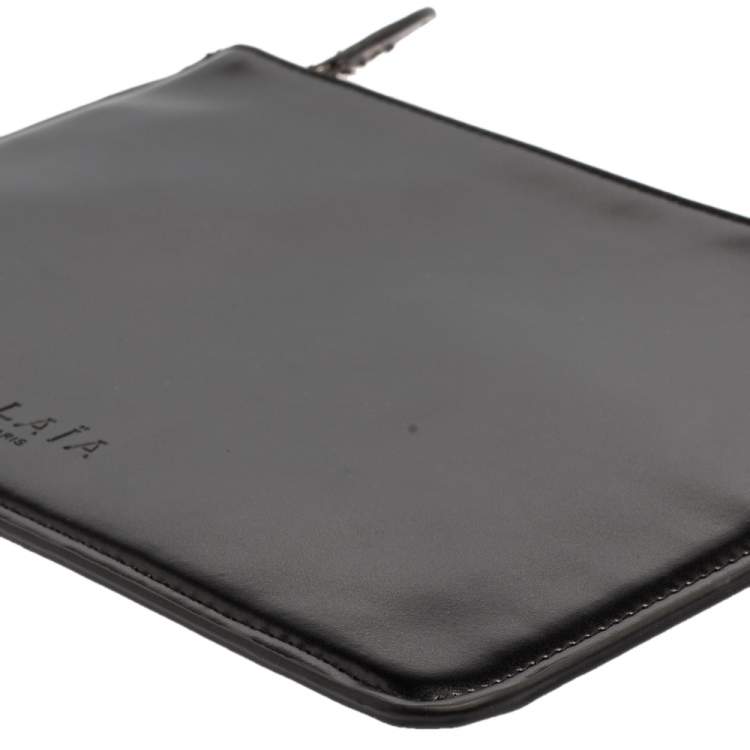 Pre Owned Alaia Black Leather Zip Slim Pouch 