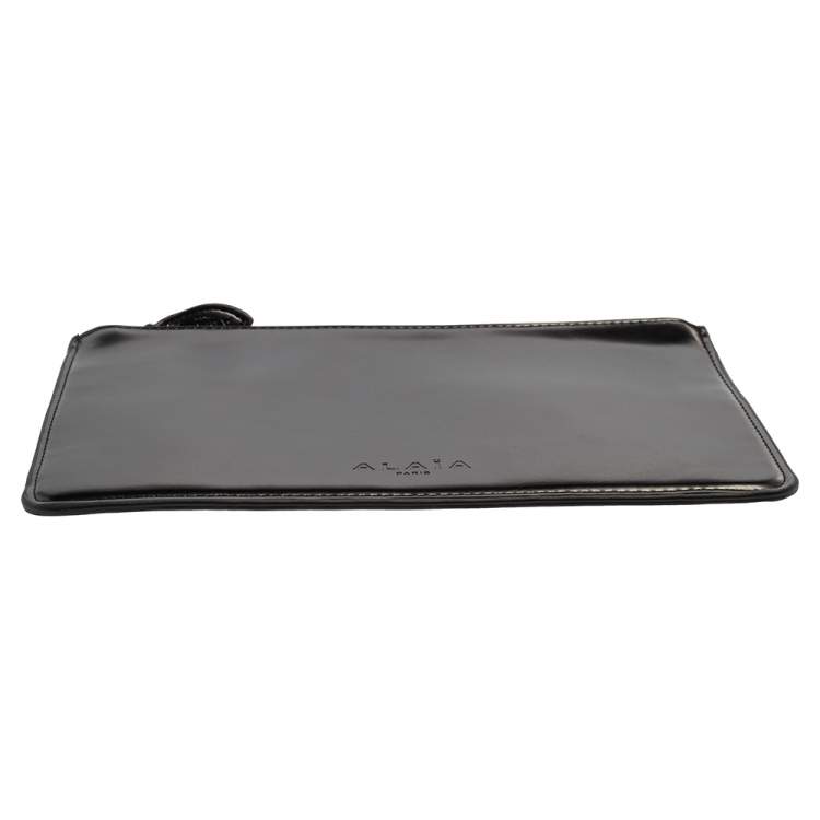 Pre Owned Alaia Black Leather Zip Slim Pouch 