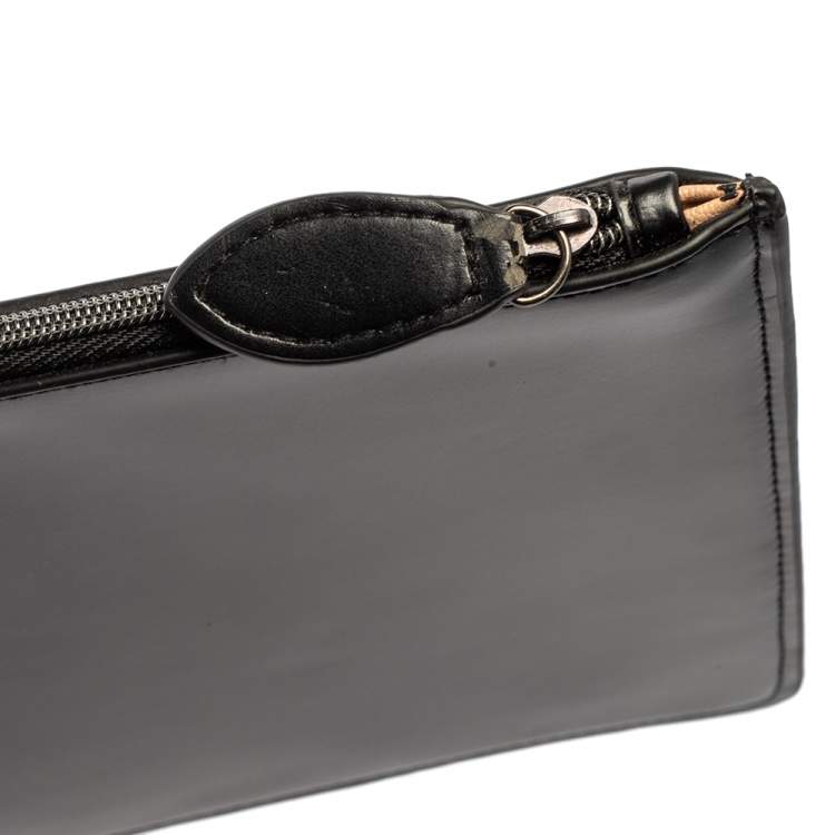 Pre Owned Alaia Black Leather Zip Slim Pouch 