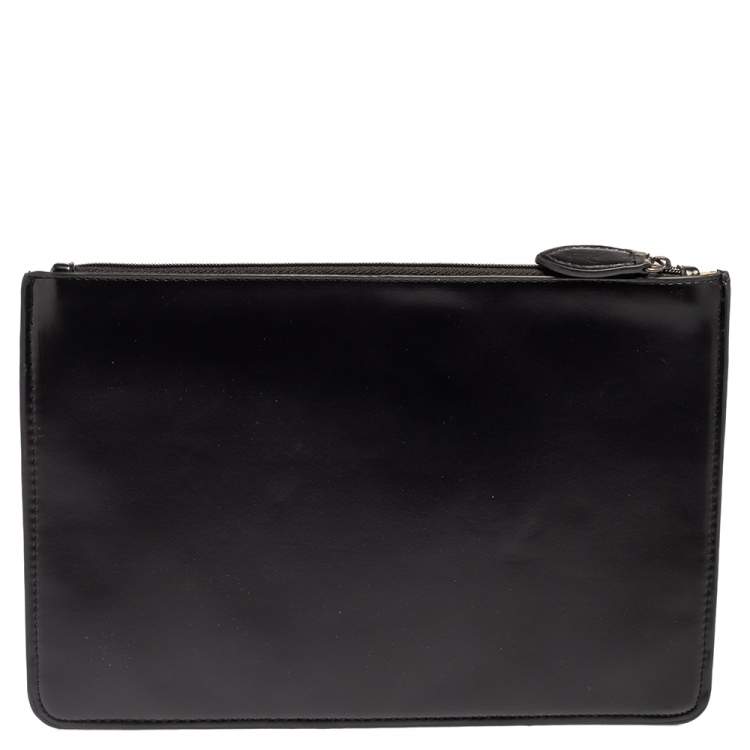 Pre Owned Alaia Black Leather Zip Slim Pouch 