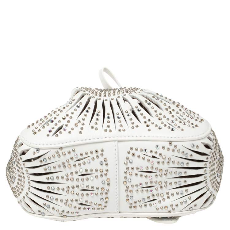 Pre Owned Alaia White Leather Rose Marie 16 Clutch Bag