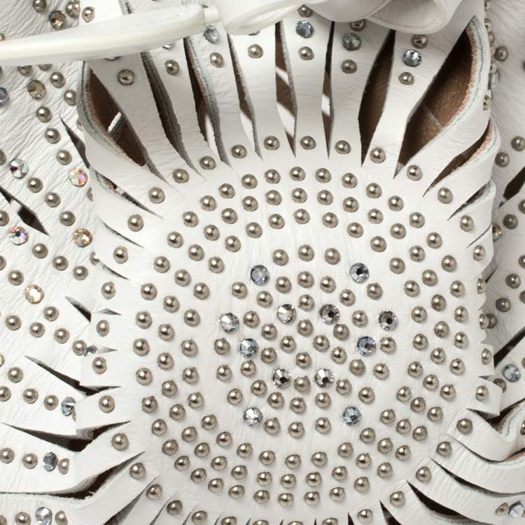 Pre Owned Alaia White Leather Rose Marie 16 Clutch Bag