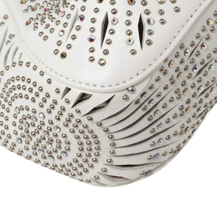 Pre Owned Alaia White Leather Rose Marie 16 Clutch Bag