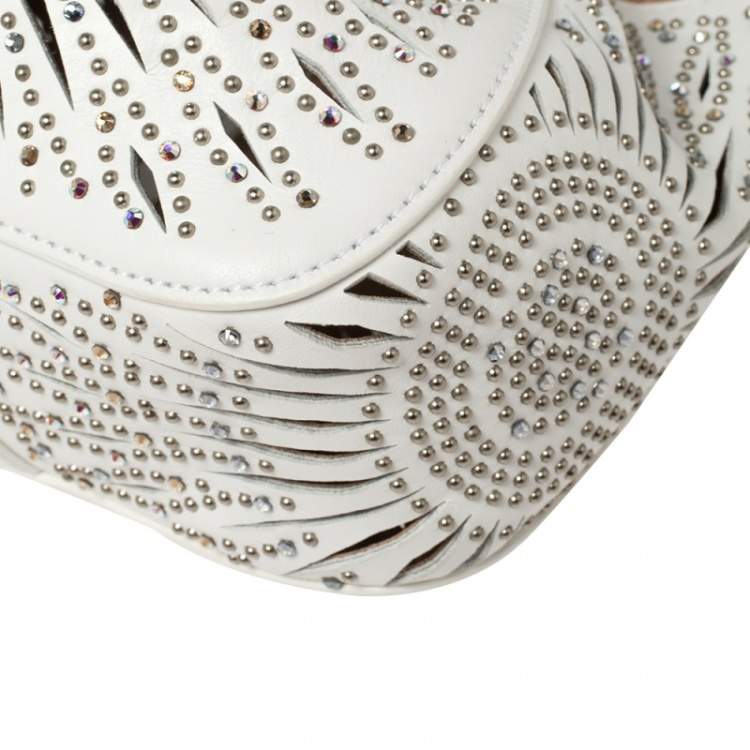 Pre Owned Alaia White Leather Rose Marie 16 Clutch Bag