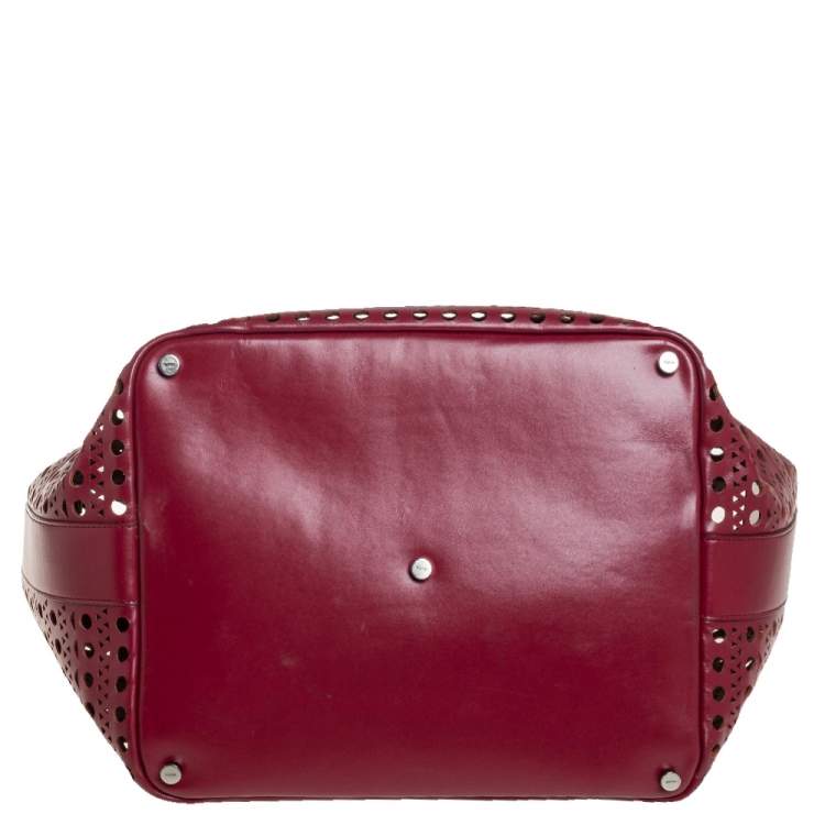 Pre Owned Alaia Red Leather Laser Cut Tote