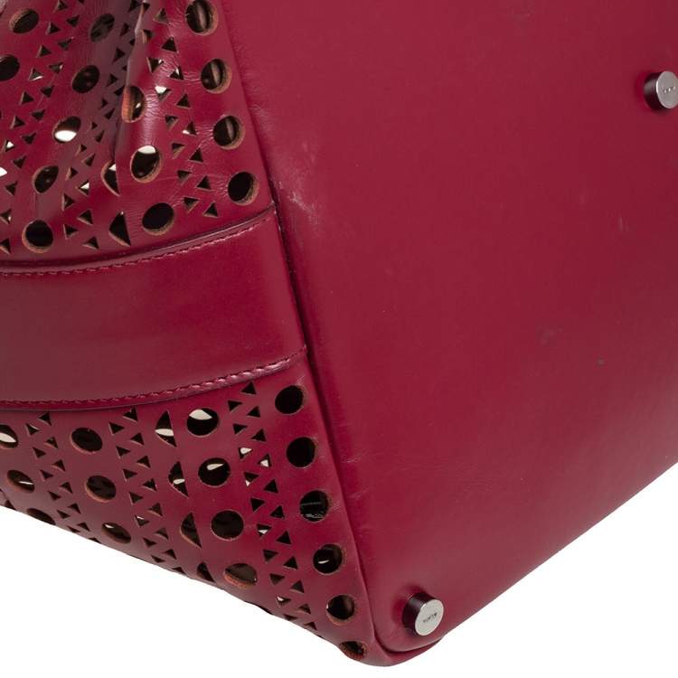 Pre Owned Alaia Red Leather Laser Cut Tote