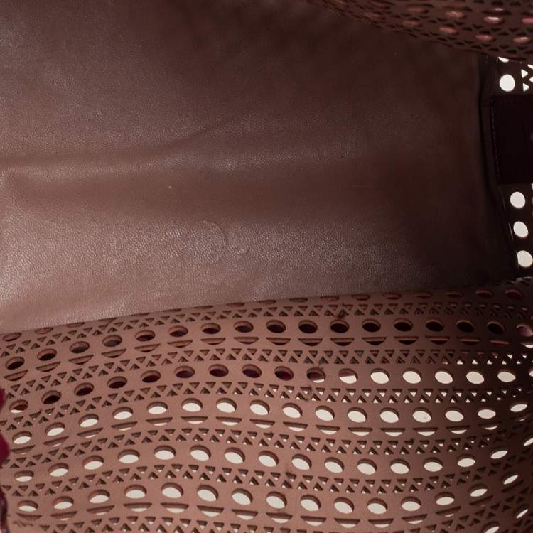 Pre Owned Alaia Red Leather Laser Cut Tote