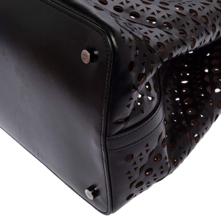Pre Owned Alaia Black Leather Laser Cut Mina Tote