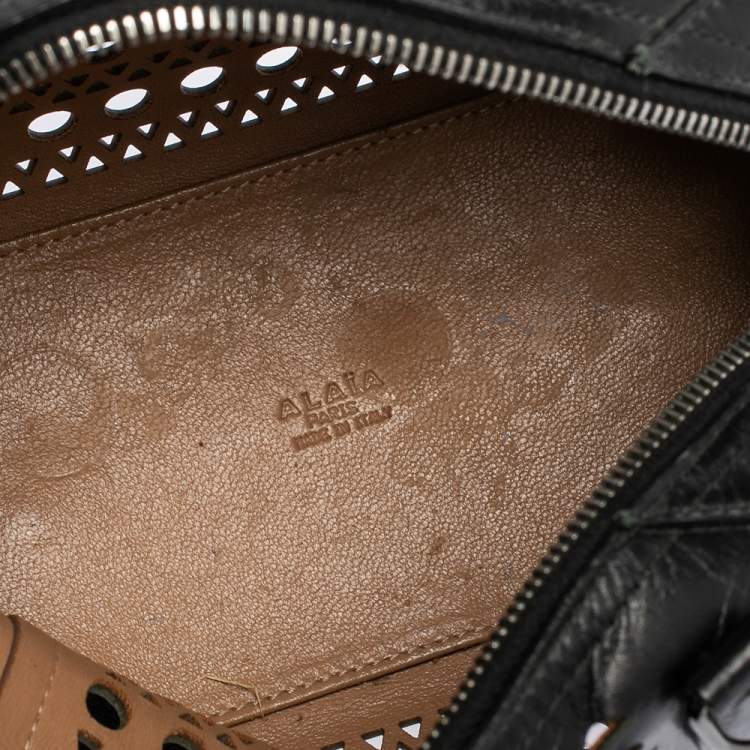Pre Owned Alaia Black Leather Laser Cut Satchel