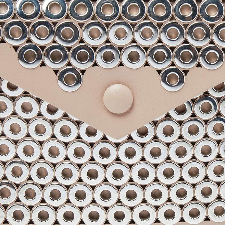Pre Owned Alaia Beige Leather Grommet Embellished Envelope Clutch