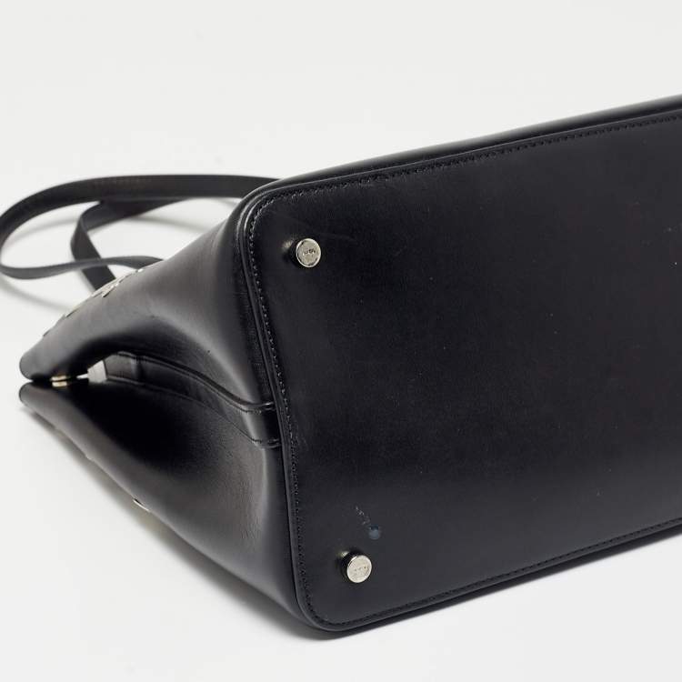 Pre Owned Alaia Black Leather Eyelet Embellished Tote