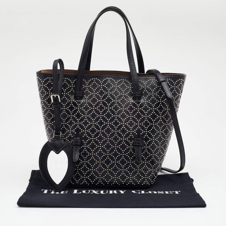 Pre Owned Alaia Black Leather Studded Tote