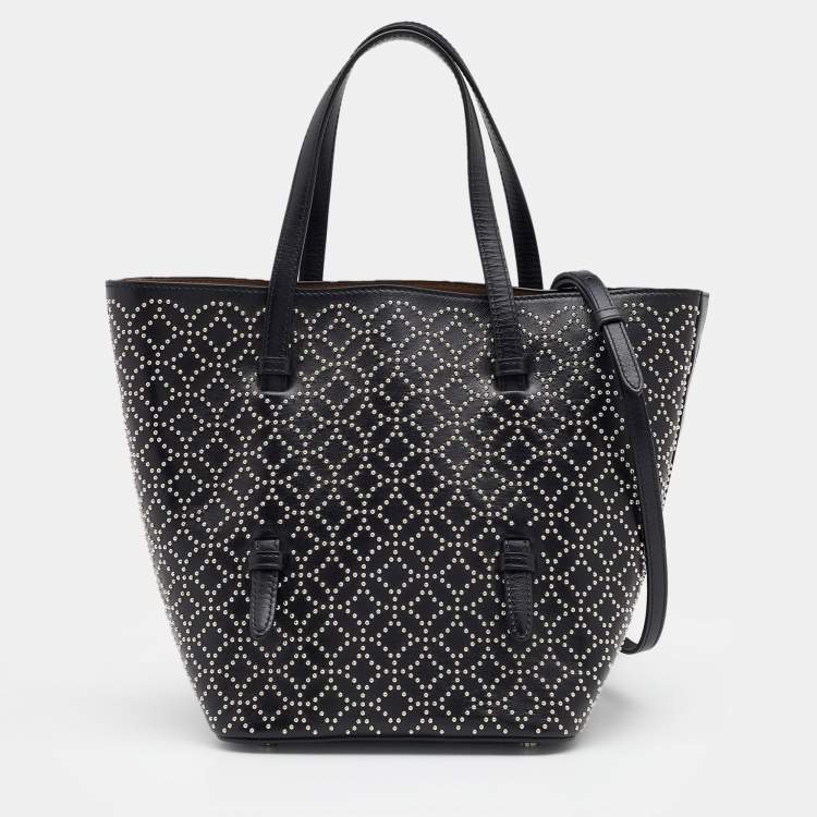 Pre Owned Alaia Black Leather Studded Tote
