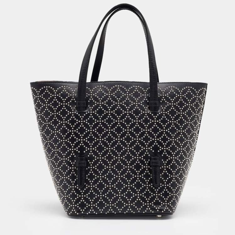 Pre Owned Alaia Black Leather Studded Tote
