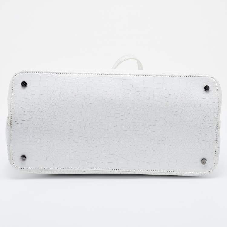 Pre Owned Alaia White Croc Embossed Leather Mina Vienne Tote