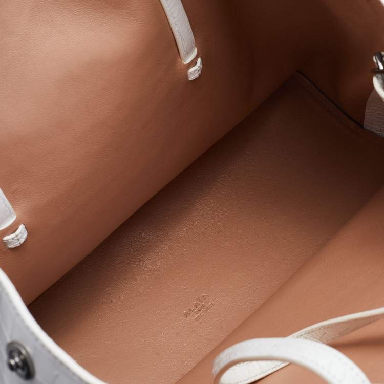 Pre Owned Alaia White Croc Embossed Leather Mina Vienne Tote