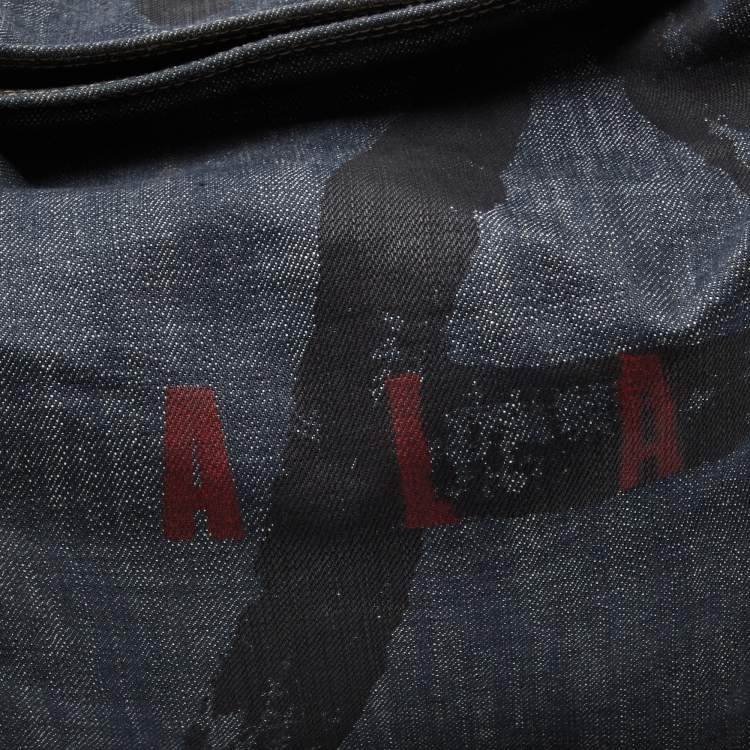 Pre Owned Alaia Dark Grey Denim and Leather Hobo