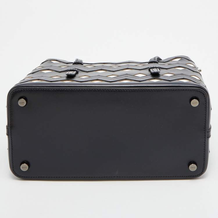 Pre Owned Alaia Black/White Leather Laser Cut Tote