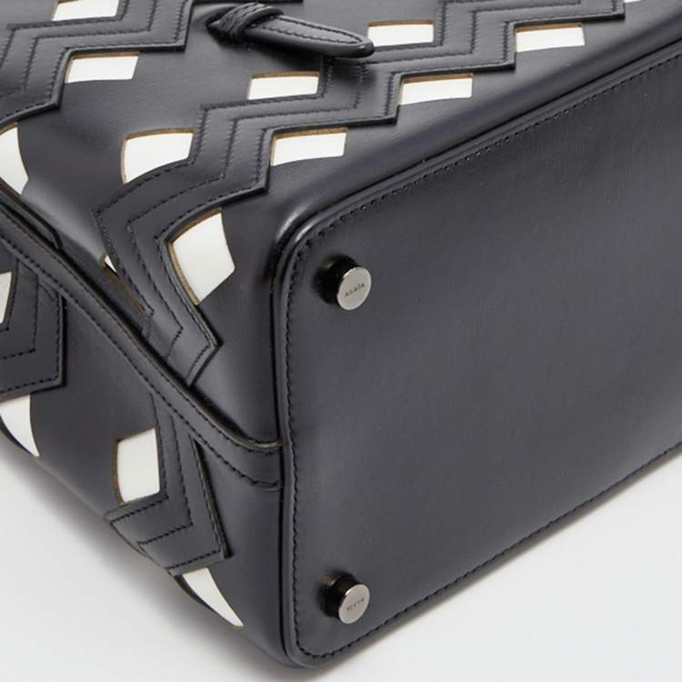 Pre Owned Alaia Black/White Leather Laser Cut Tote