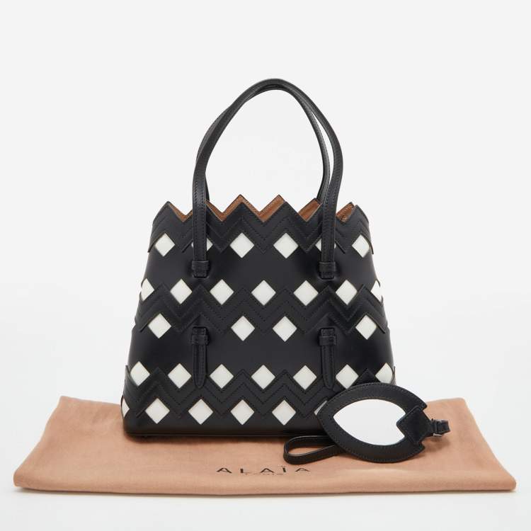 Pre Owned Alaia Black/White Leather Laser Cut Tote