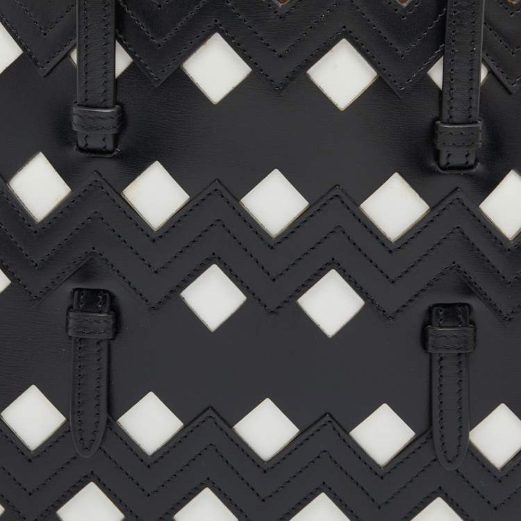 Pre Owned Alaia Black/White Leather Laser Cut Tote