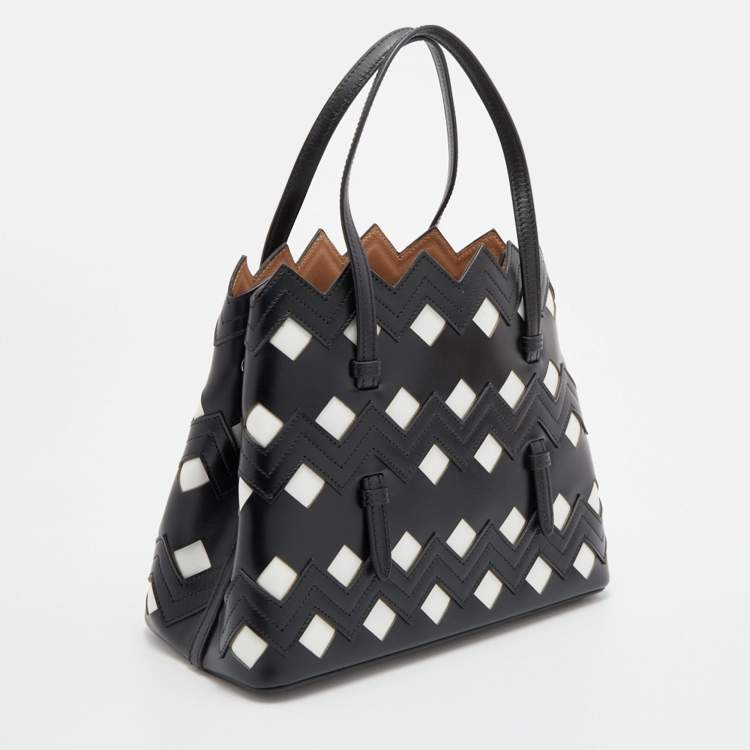 Pre Owned Alaia Black/White Leather Laser Cut Tote
