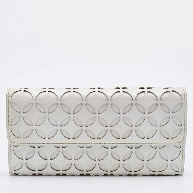 Pre Owned Alaia Beige Leather Flap Continental Wallet