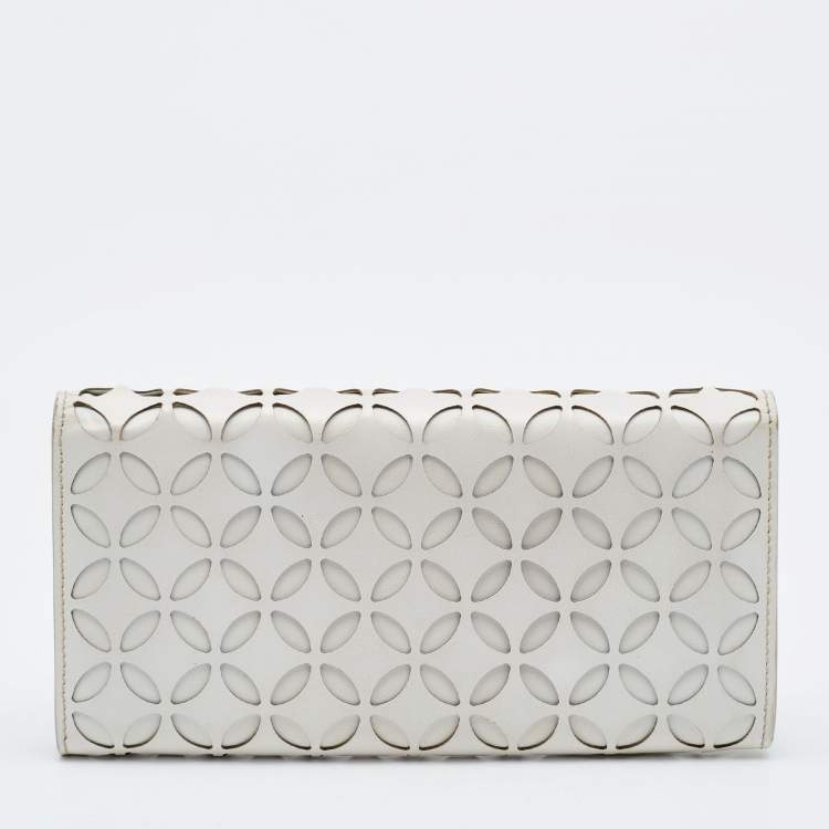 Pre Owned Alaia Beige Leather Flap Continental Wallet