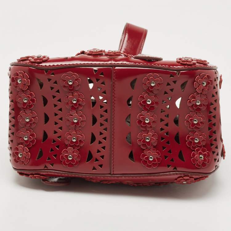 Pre Owned Alaia Burgundy Leather Laser Cut Bucket Bag