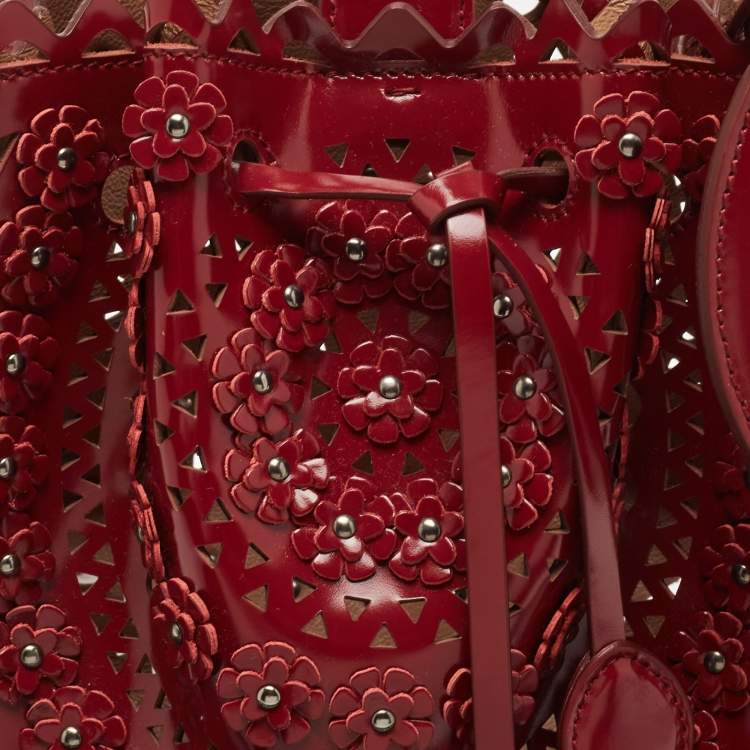 Pre Owned Alaia Burgundy Leather Laser Cut Bucket Bag