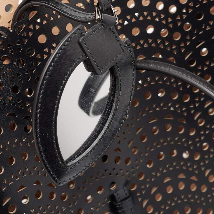 Pre Owned Alaia Black Leather Laser Cut Mina Tote